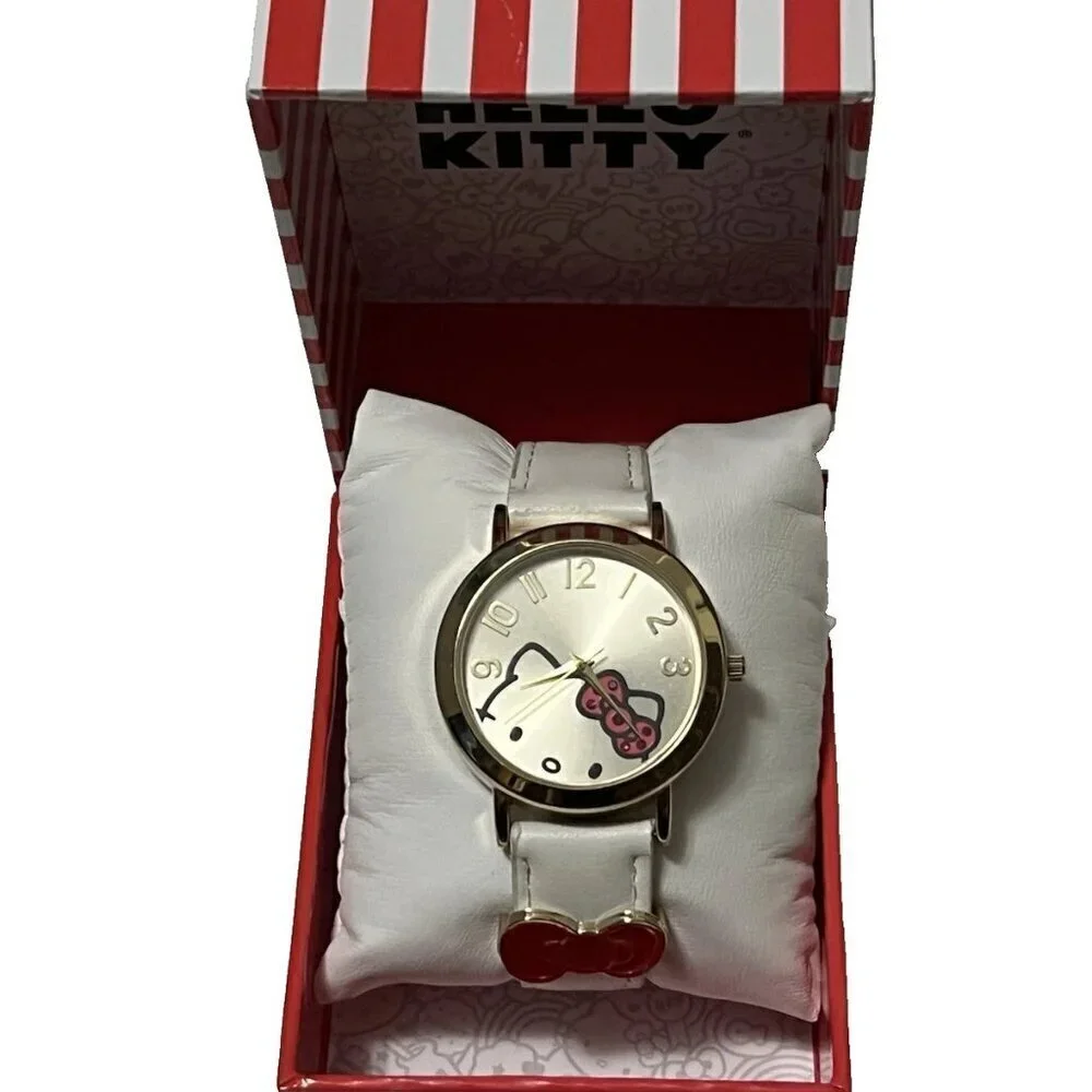 NEW Sanrio Hello Kitty Wristwatch - Gold, Red & White